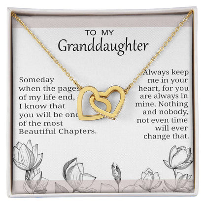 To My Granddaughter - Interlocking Heart Necklace Interlocking Hearts Necklace