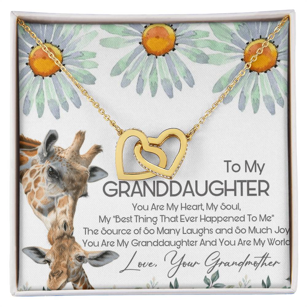 To My Granddaughter Interlocking Hearts Necklace Message Card