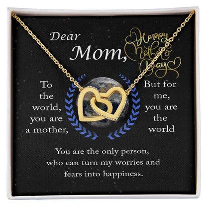 Dear Mom You Are The World Two Hearts Necklace Interlocking Hearts Necklace
