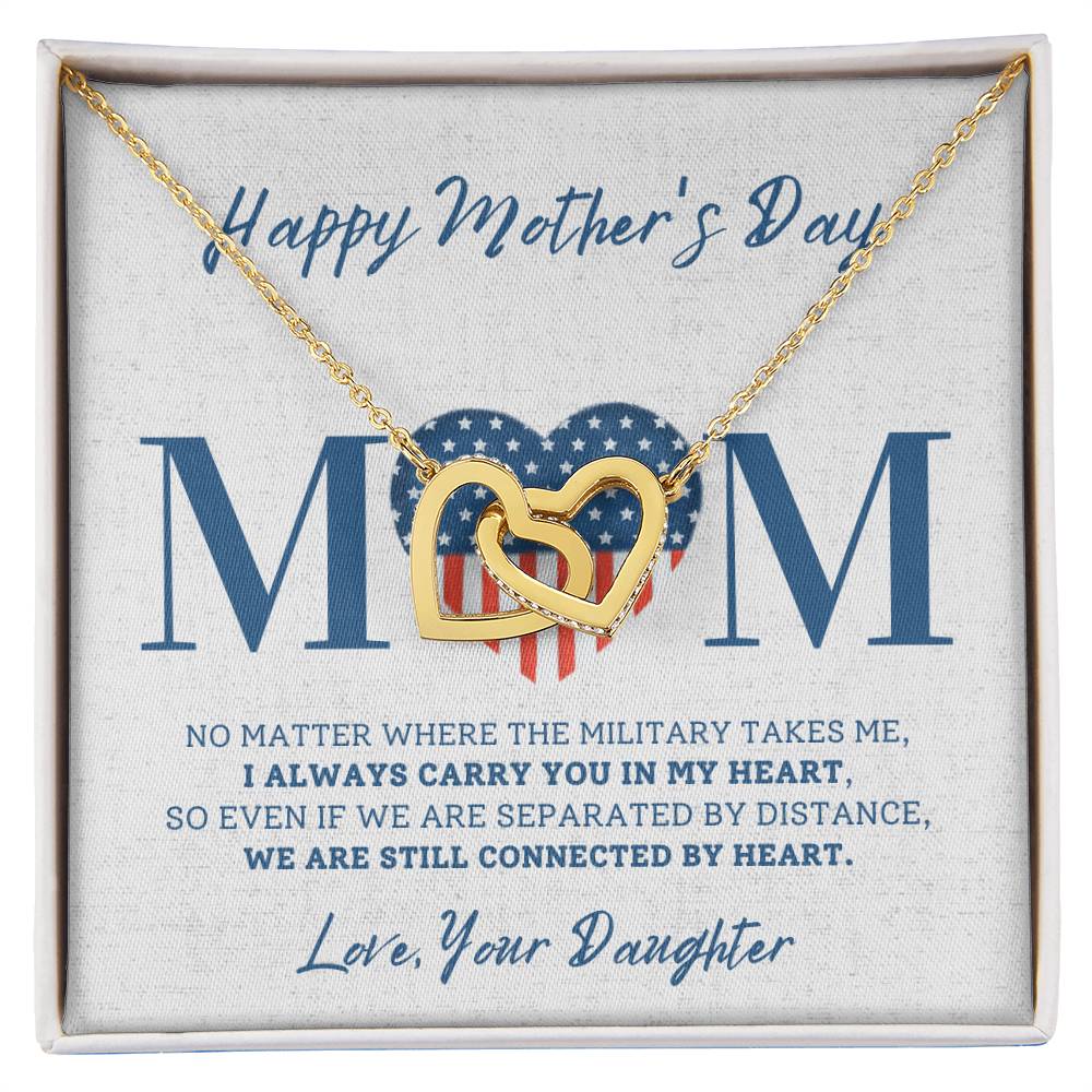 Military Daughter Carry You In My Heart Mother'S Day Necklace ???? Interlocking Hearts Necklace