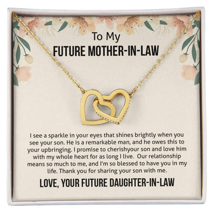 To My Future Mother-In-Law - Blessed To Have You Interlocking Hearts Necklace
