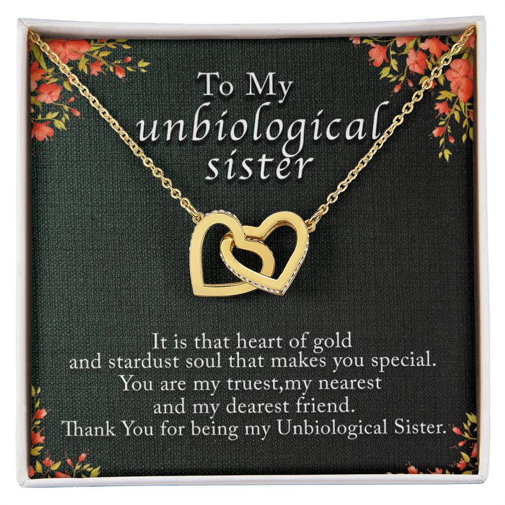Unbiological Sister Interlocking Heart Necklace Gift Interlocking Hearts Necklace
