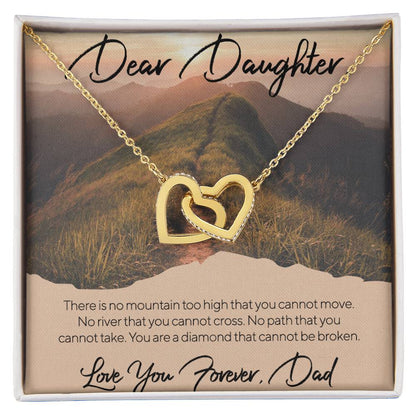 Dear Daughter - Love You Forever - Dad Interlocking Hearts Necklace
