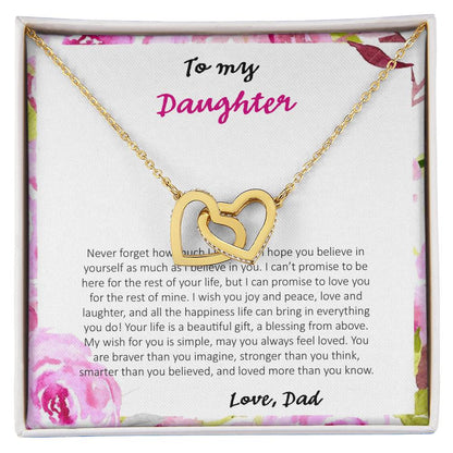 To My Daughter Never Forget How Much I Love You - Love Dad Interlocking Hearts Necklace