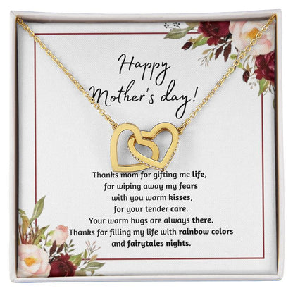 Happy Mothers Day! Thanks Mom For Gifting Me Life Interlocking Hearts Necklace