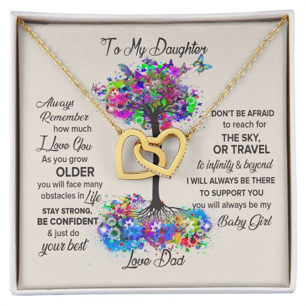 To My Daughter - Always Be My Baby Girl Interlocking Hearts Necklace