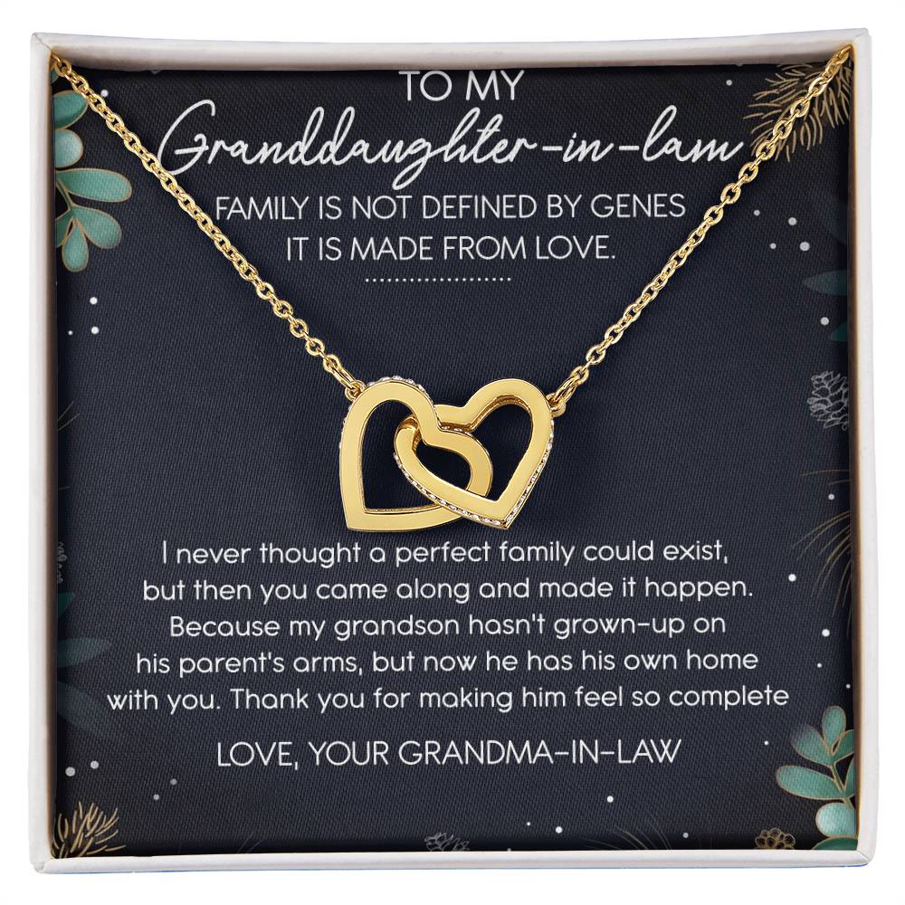 To My Granddaughter-In-Law Interlocking Hearts Necklace Message Card