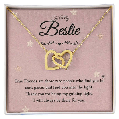 To My Bestie - I Will Always Be There For You - Interlocking Hearts Necklace