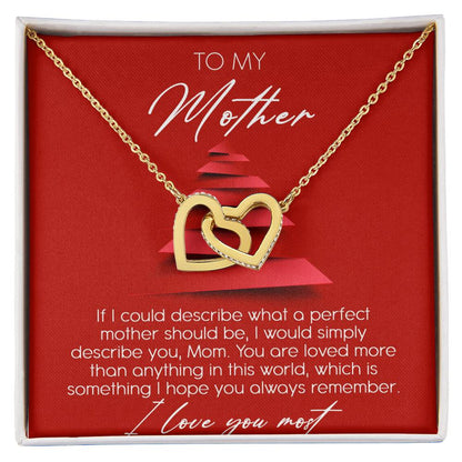 To My Mother Interlocking Hearts Necklace Message Card
