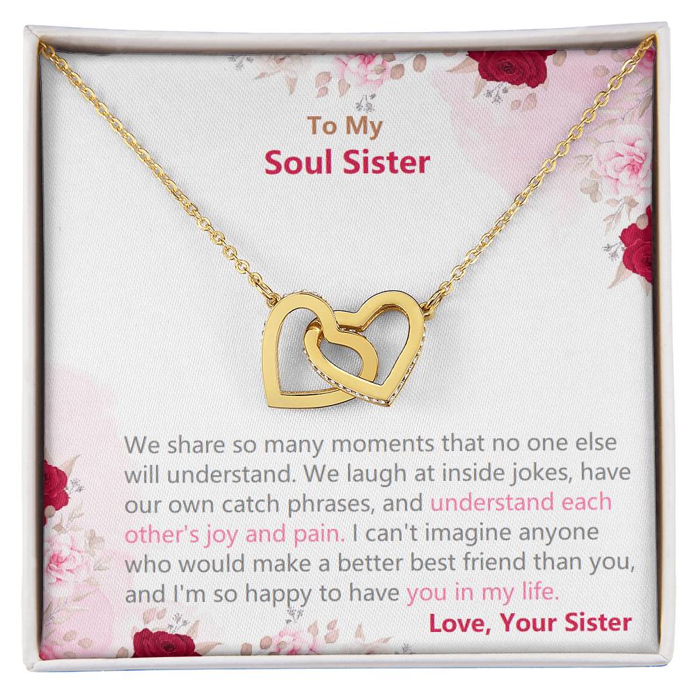 Soul Sister Necklace -Heart Jewelry Gift On Her Birthday Interlocking Hearts Necklace