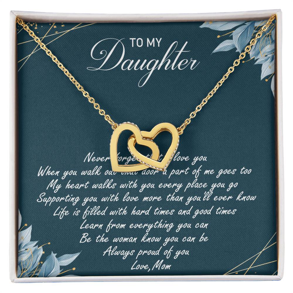 To My Daughter Interlocking Hearts Necklace Message Card