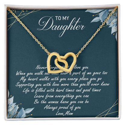 To My Daughter Interlocking Hearts Necklace Message Card
