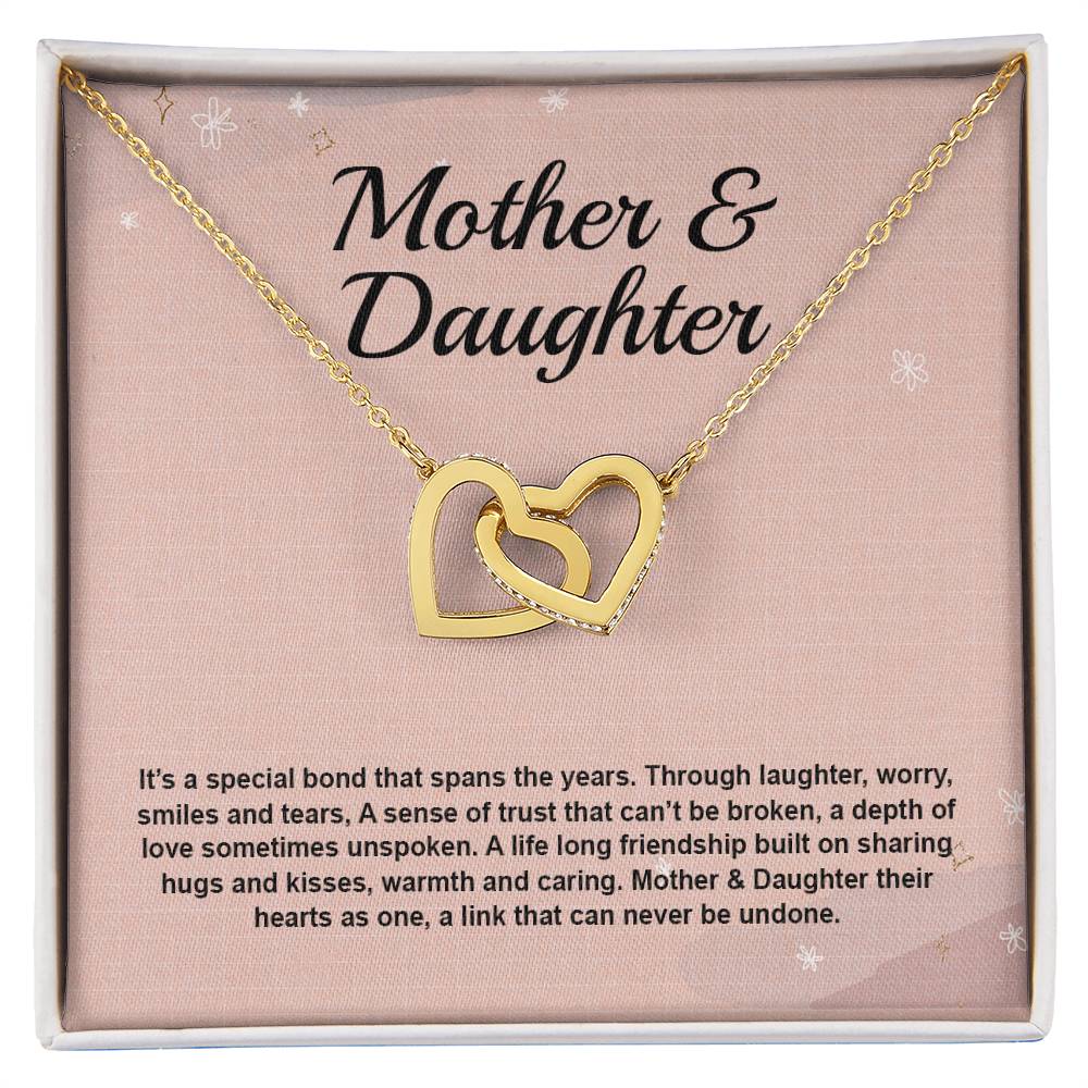 Mother Daughter It'S A Special Bond That Spans The Years Interlocking Hearts Necklace