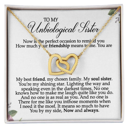 Unbiological Sister Necklace Bff Gift Soul Sister Sorority Sister Best Friend Gift Sister In Law Necklace Gift Interlocking Hearts Necklace