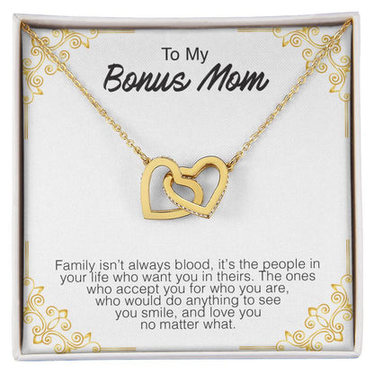 To My Bonus Mom - Interlocking Hearts Premium Lovecube Interlocking Hearts Necklace
