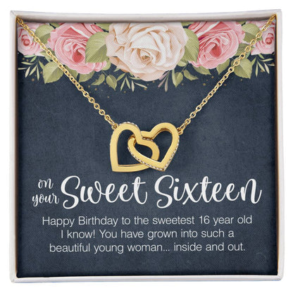 Sweet Sixteen Necklace Sweet 16 Birthday Gift Interlocking Heart Necklace Gift For 16Th Birthday Sweet 16 Gifts Interlocking Hearts Necklace