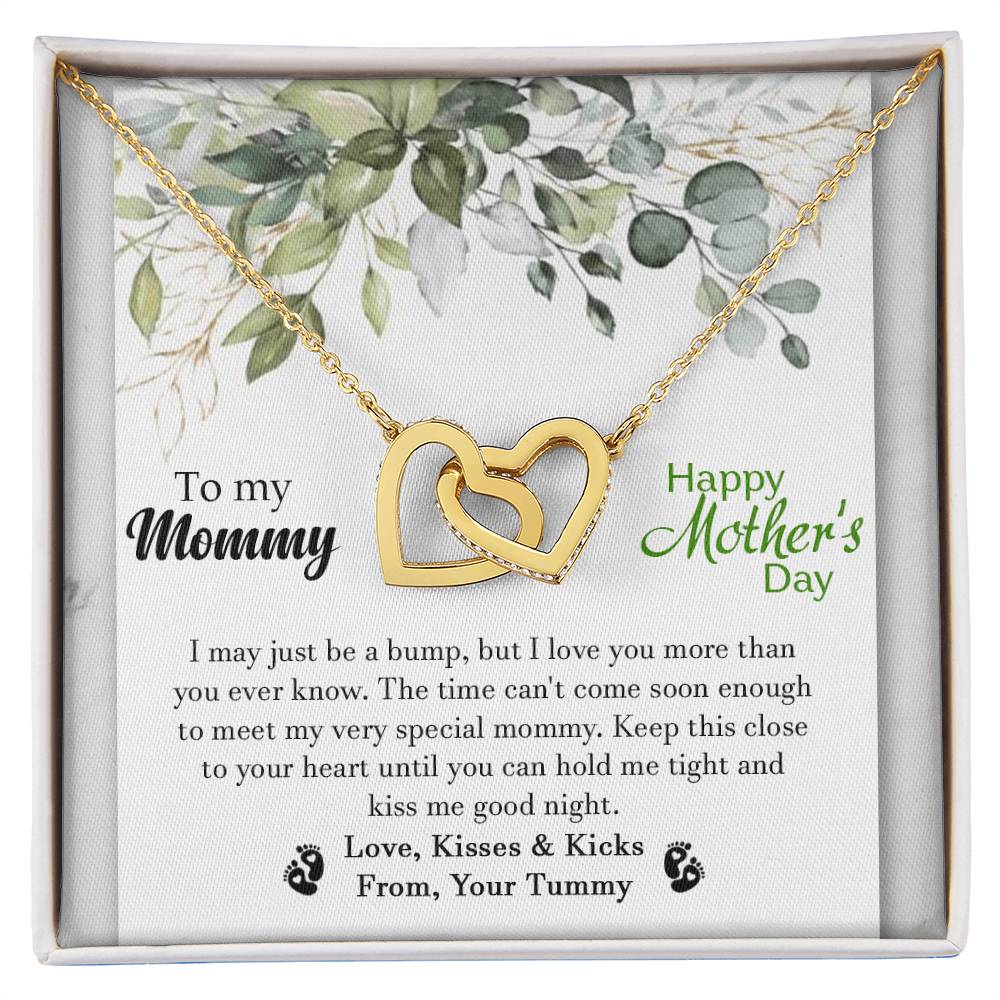 To My Mommy - From Your Tummy - Pregnancy Gift - Mother'S Day Gift - Luxury Necklace Interlocking Hearts Necklace