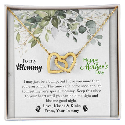 To My Mommy - From Your Tummy - Pregnancy Gift - Mother'S Day Gift - Luxury Necklace Interlocking Hearts Necklace