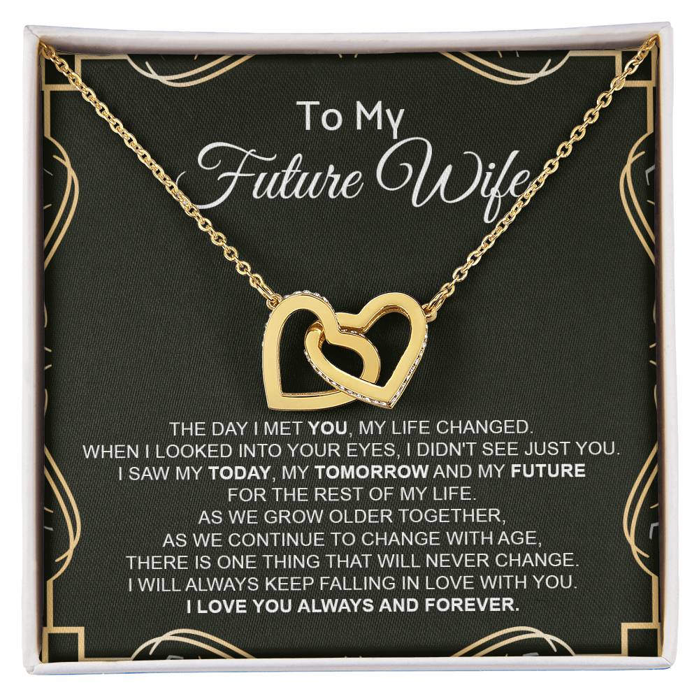 To My Future Wife - Luxurious Necklace Interlocking Hearts Necklace