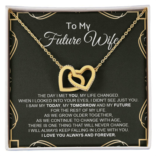 To My Future Wife - Luxurious Necklace Interlocking Hearts Necklace