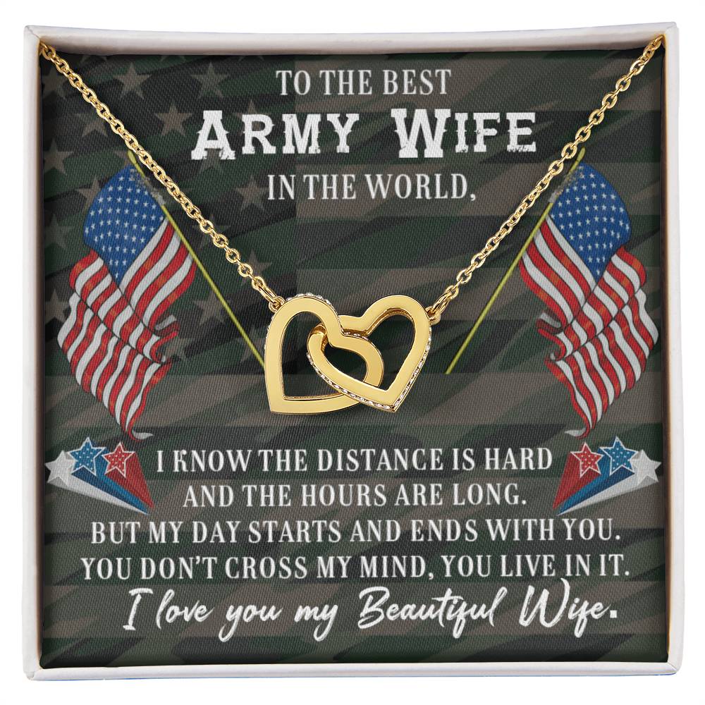 To My Army Wife I Know The Distance Is Hard Love You . Interlocking Hearts Necklace