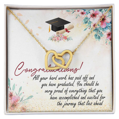Congratulation So Proud Of You Interlocking Hearts Necklace Graduation Message Card