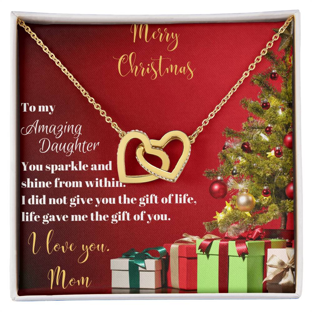 To My Amazing Daughter From Mom Interlocking Hearts Necklace