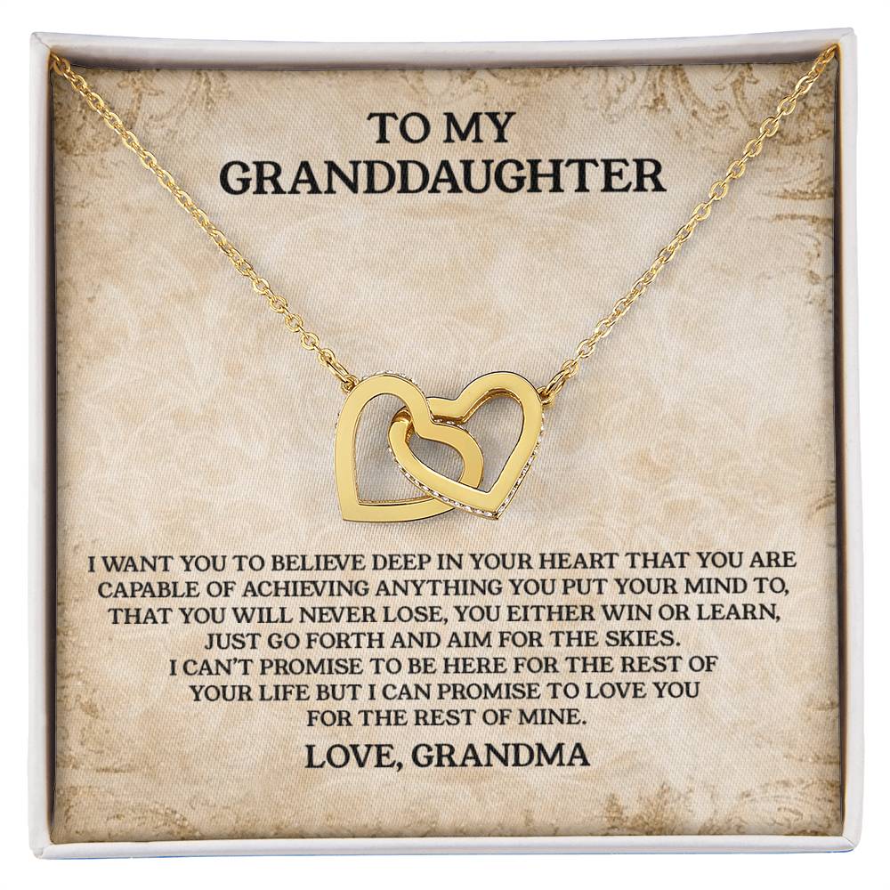 To My Granddaughter - Love Grandma Interlocking Hearts Necklace