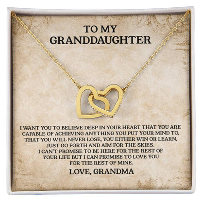To My Granddaughter - Love Grandma Interlocking Hearts Necklace