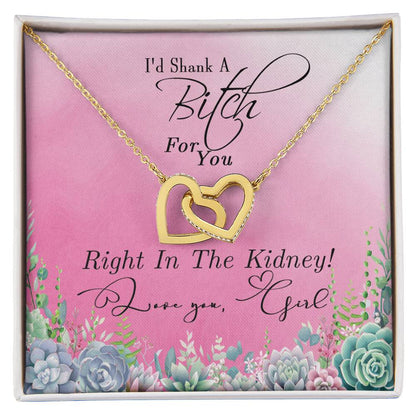 Interlocked Hearts Necklace Gift For Best Friendsister - Funny Message Card - Great Birthday Day Gift Interlocking Hearts Necklace