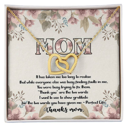 Perfect Life Thanks Mom D9312 Interlocking Hearts Necklace