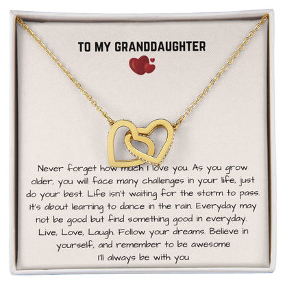 To My Granddaughter - I'Ll Always Be With You - Interlocking Heart Necklace Interlocking Hearts Necklace