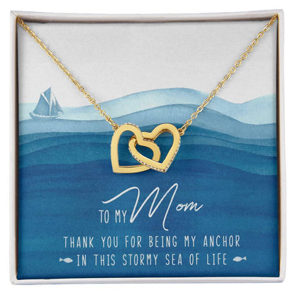 To My Mom Interlocking Hearts Necklace Message Card