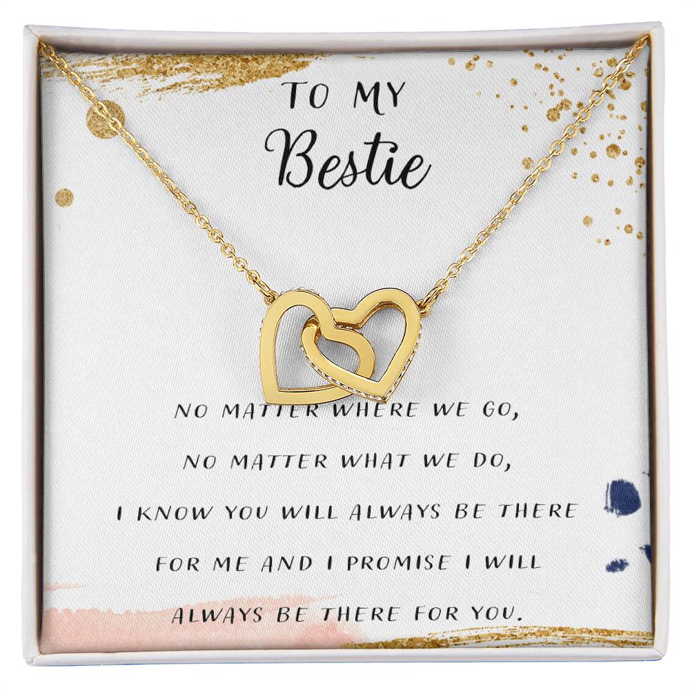 To My Bestie I Laugh A Little Louder Because Of You Interlocking Hearts Necklace