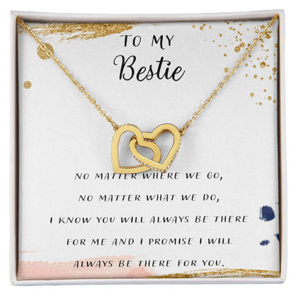 To My Bestie I Laugh A Little Louder Because Of You Interlocking Hearts Necklace