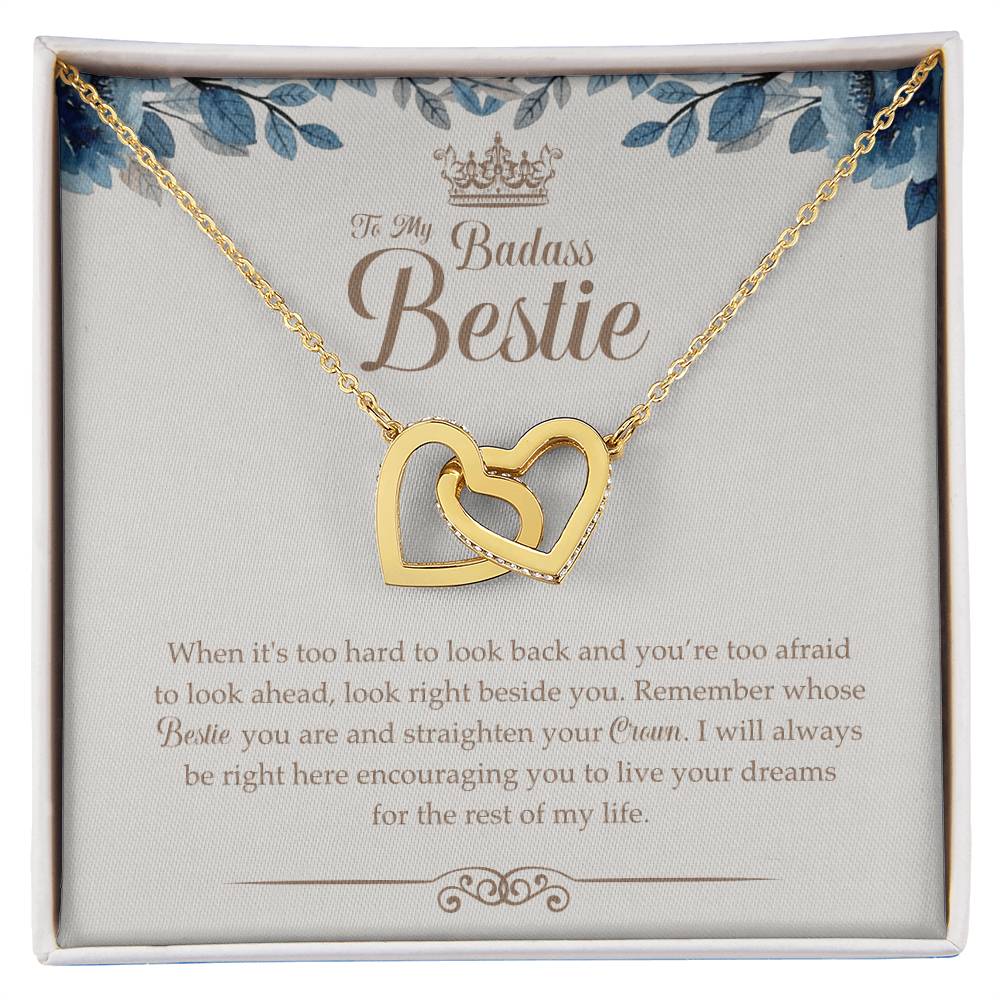To My Badass Bestie Necklace Gift For Bestfriend Interlocking Hearts Necklace