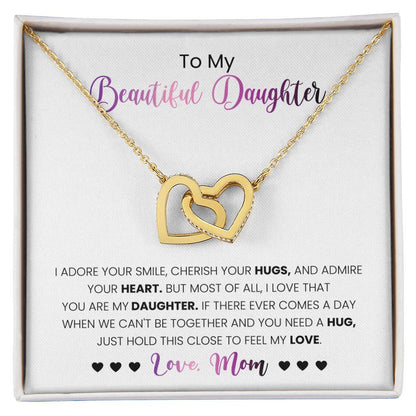 My Daughter - I Adore Your Smile Interlocking Hearts Necklace
