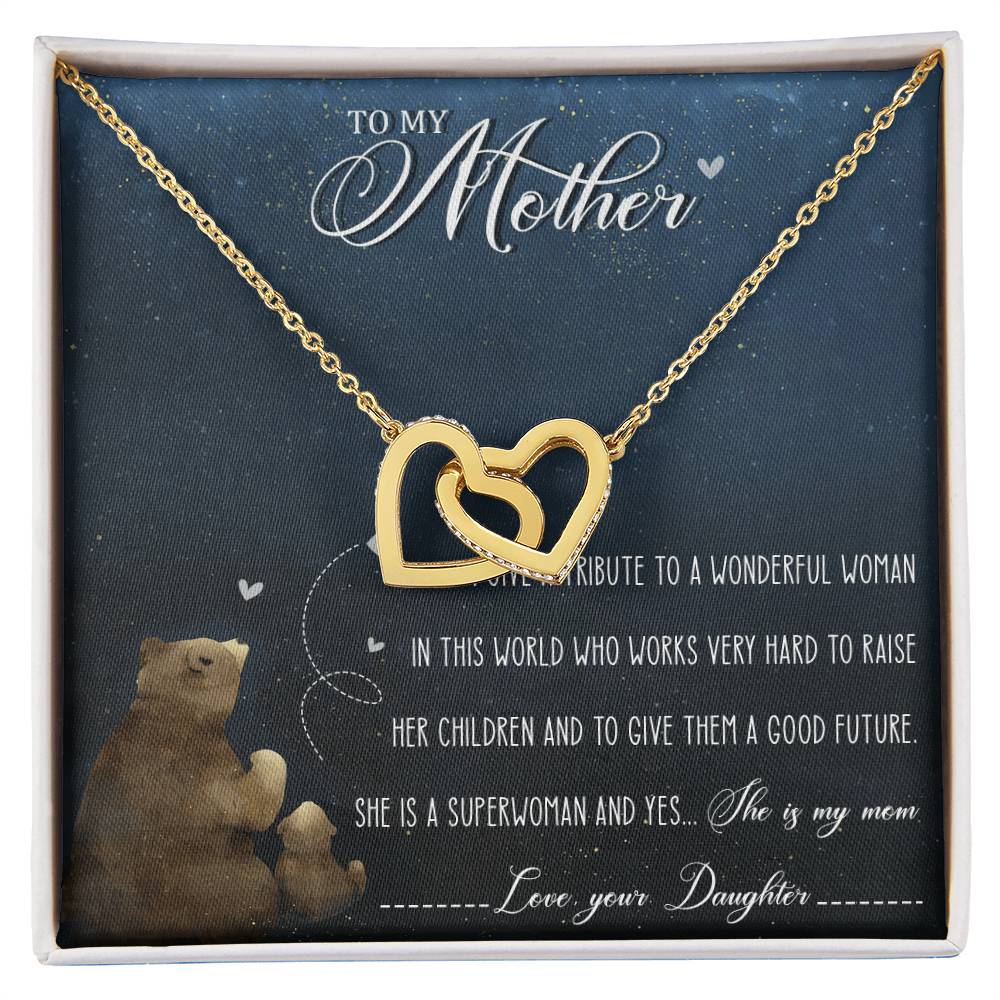 Mother Interlocking Hearts Necklace Message Card