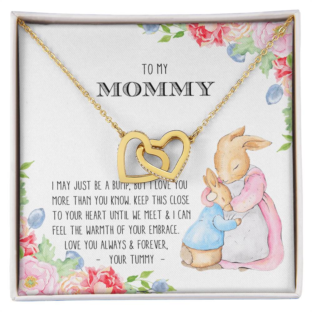 To My Mommy - Expecting Mom Heart Necklace Interlocking Hearts Necklace
