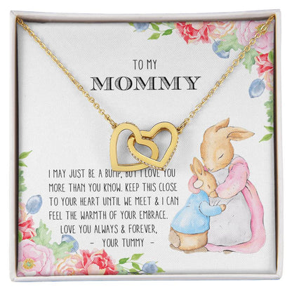 To My Mommy - Expecting Mom Heart Necklace Interlocking Hearts Necklace