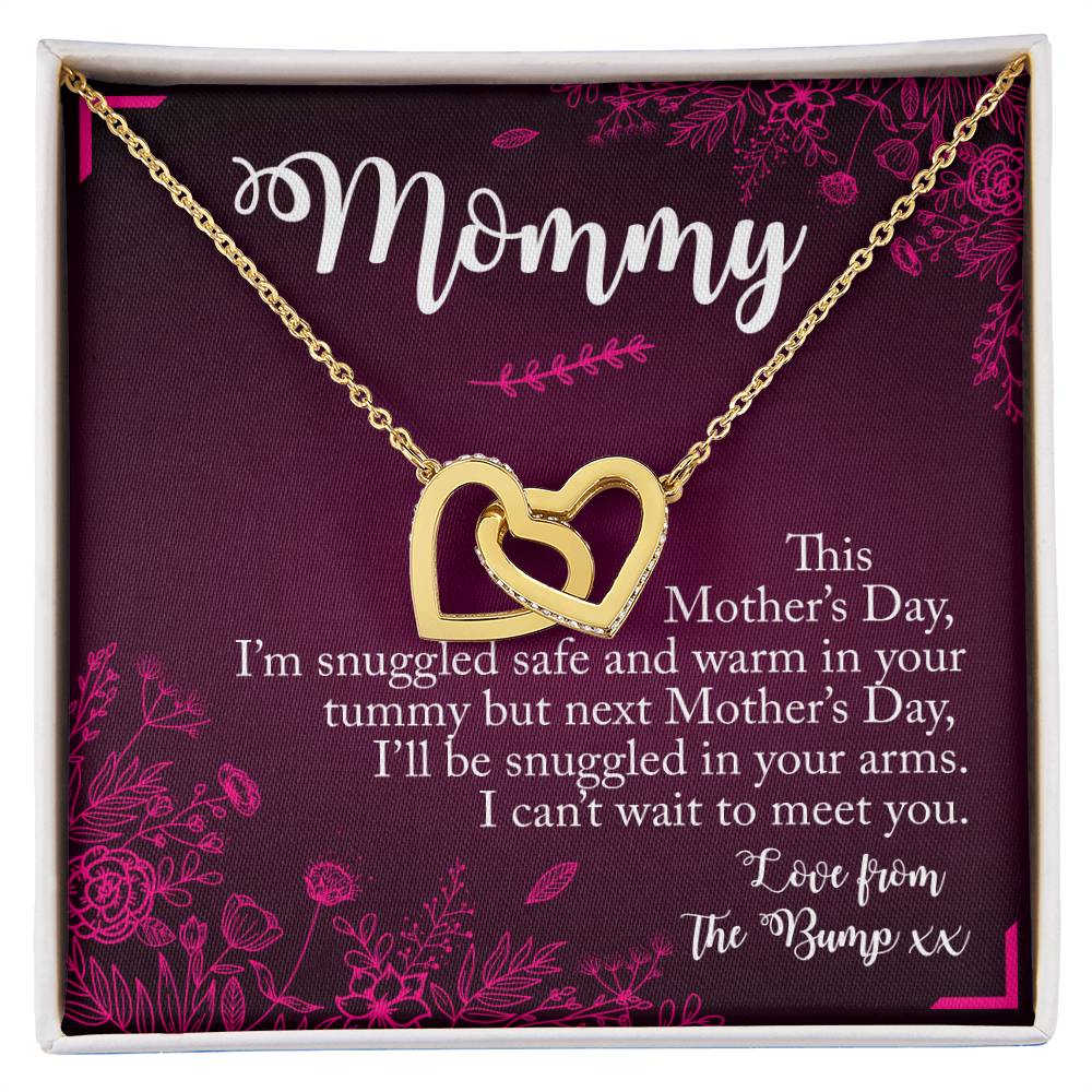 Mommy To Be. Mothers Day Two Hearts Gift Interlocking Hearts Necklace