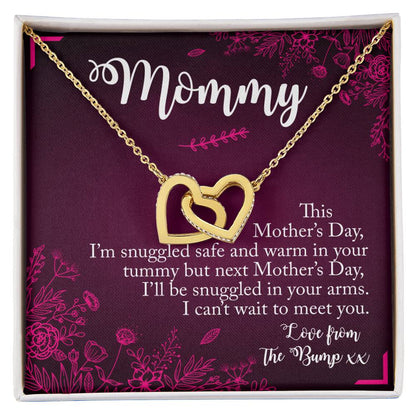 Mommy To Be. Mothers Day Two Hearts Gift Interlocking Hearts Necklace