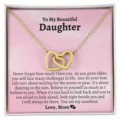 To My Daughter - You’Re My Sunshine- Interlocking Necklace Interlocking Hearts Necklace