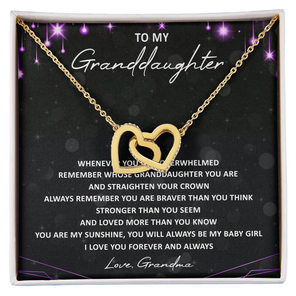 To My Granddaughter Interlocking Hearts Necklace Message Card