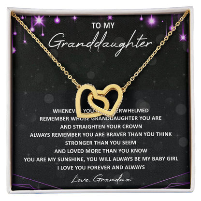 To My Granddaughter Interlocking Hearts Necklace Message Card