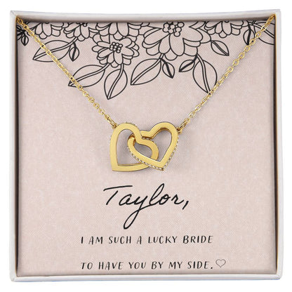 I Am Such A Happy Bride Interlocking Hearts Necklace
