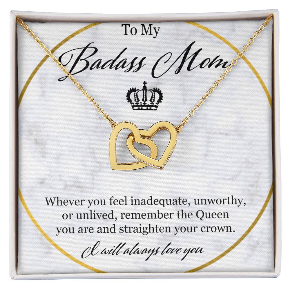 To My Badass Mom Interlocking Hearts Necklace