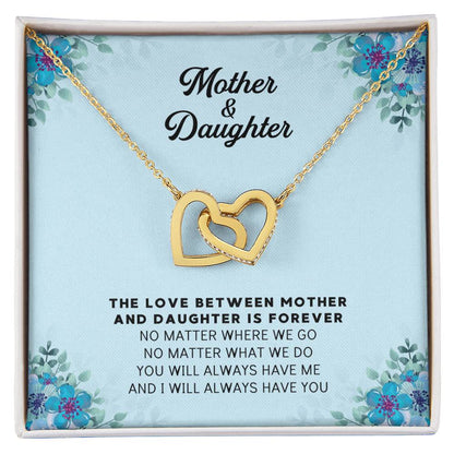 Linked Hearts Necklace For Mother Daughter Gift Minimalist Jewelry Gift For Daughter Mothers Day Sentimental Jewelry Gift For Mom Interlocking Hearts Necklace