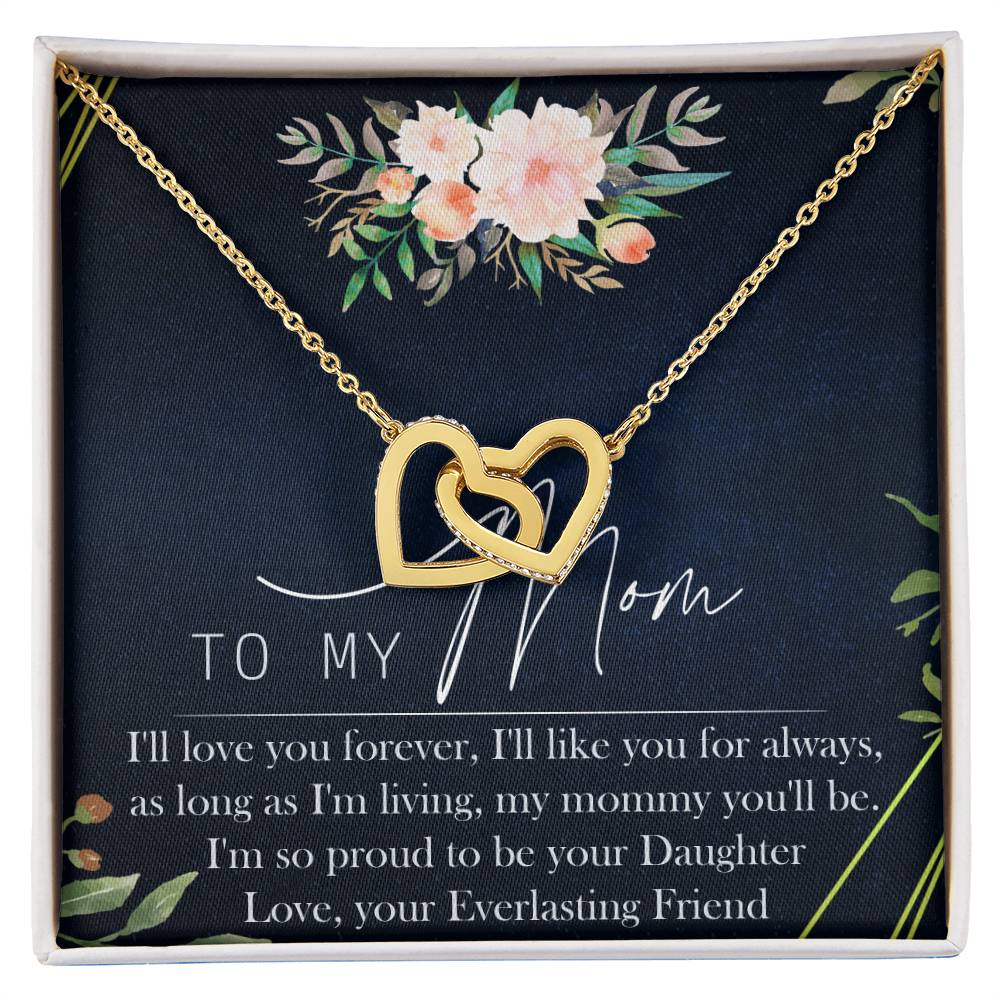 To My Mom Interlocking Hearts Necklace Message Card