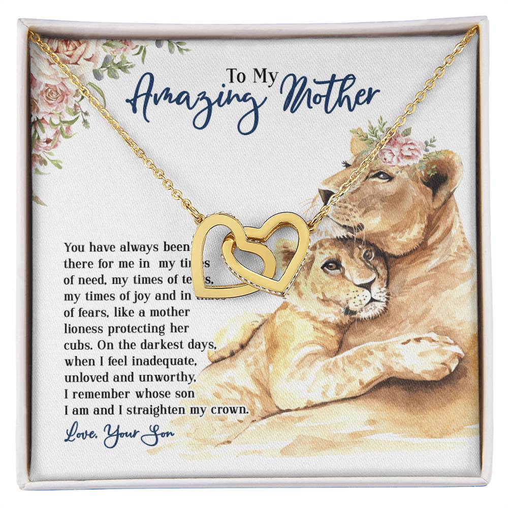 To My Amazing Mother - You Have Always Been There - From Son Necklace Interlocking Hearts Necklace